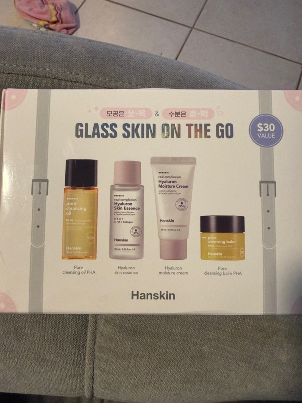 Hanskin Glass Skin On The Go Travel Skincare Set - Pink & Yellow